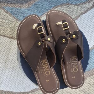 Kino Brown Leather Buckle Sandals 9
